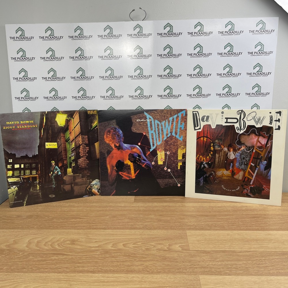 David Bowie Vinyl Record Lot Ziggy Stardust Let's Dance Never Let Me Down 3 LP
